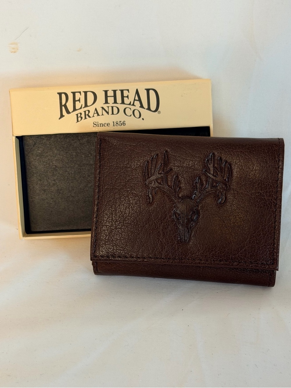 RedHead Brown Leather Bi-Fold Wallet with Embossed Deer
